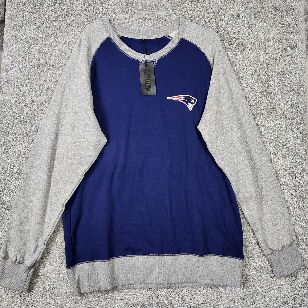 New England Patriots Sweatshirt Mens Large Blue NFL Football AISDLIN Crewneck